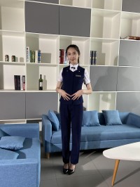 BD-MO-090   訂購馬甲前台制服    設計時尚領口   舒適   端莊   修身  抗皺 有型 透氣 真人試穿 模特示範   前台制服工廠 細節-8